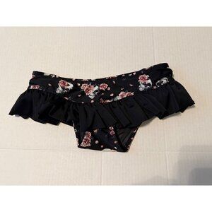 Hot Topic Black and Pink Kuromi Swim Ruffle Bikini Bottom Size XS